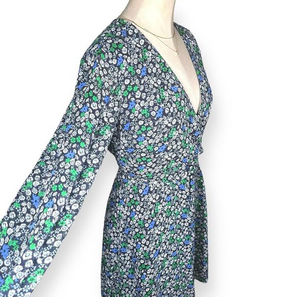 BANANA REPUBLIC Floral Faux Wrap Chic Dress Tie Front Sheer 3/4 Sleeve A-Line 4 - Picture 5 of 13